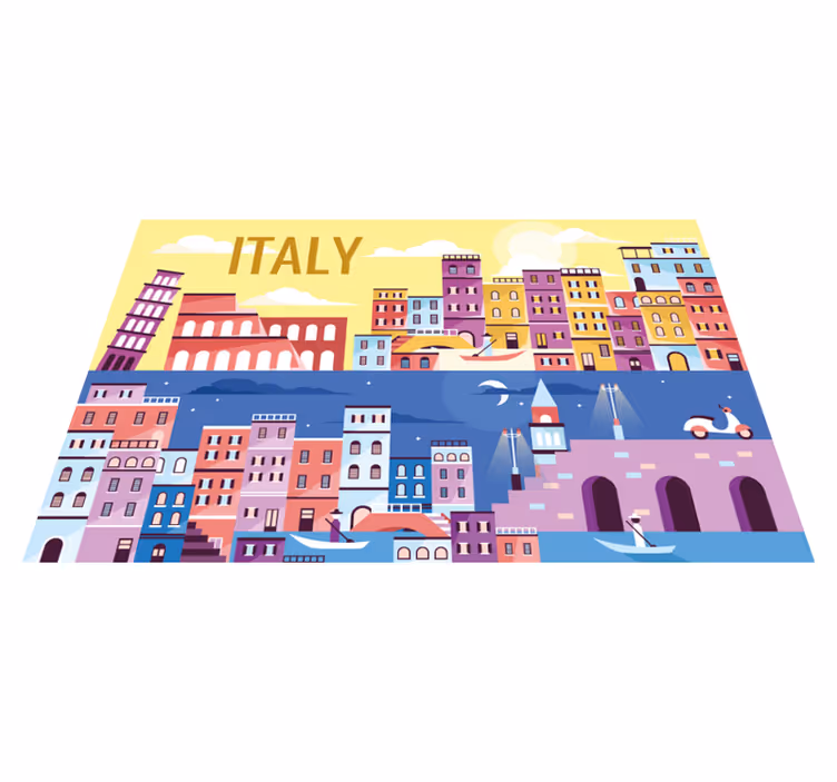 Set de table avec prénom paysage urbain vibrant d'italie - TenStickers