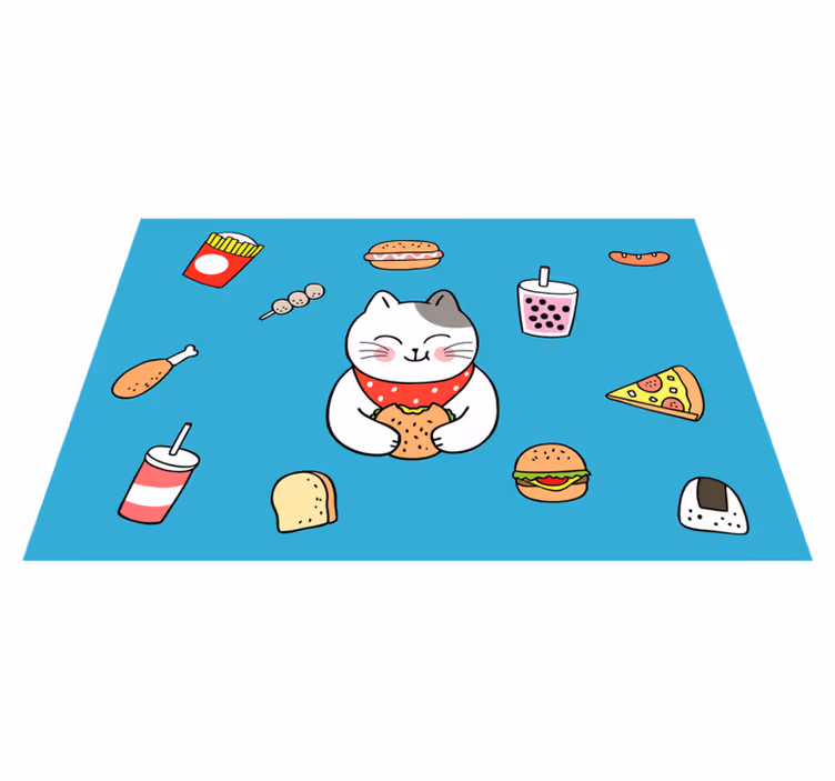 Set de table enfant chat mignon en train de manger - TenStickers