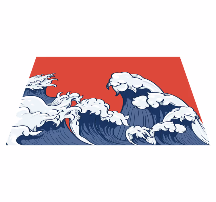 Set de table original vague rouge de kanagawa - TenStickers