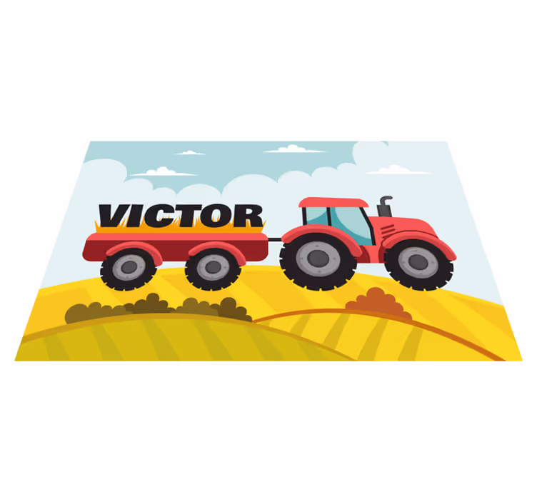 Set de table design nom Tracteur coloré et nom - TenStickers