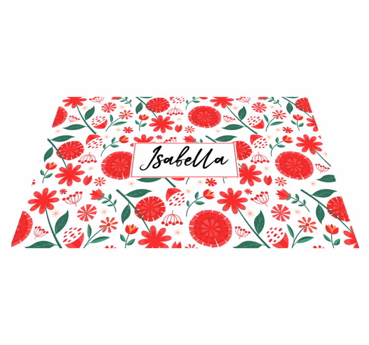 Set de table avec prénom art floral personnalisé - TenStickers