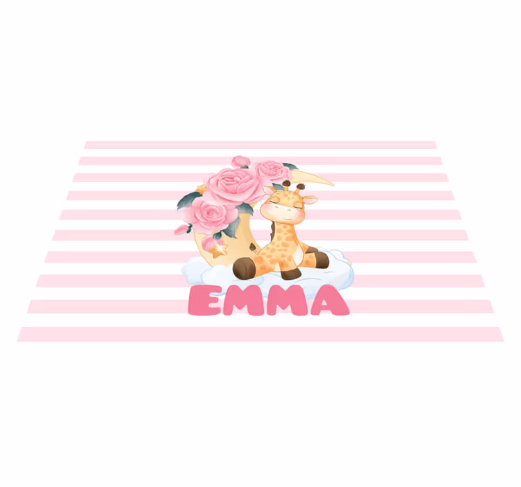 Set de table enfant giraffe avec roses - TenStickers