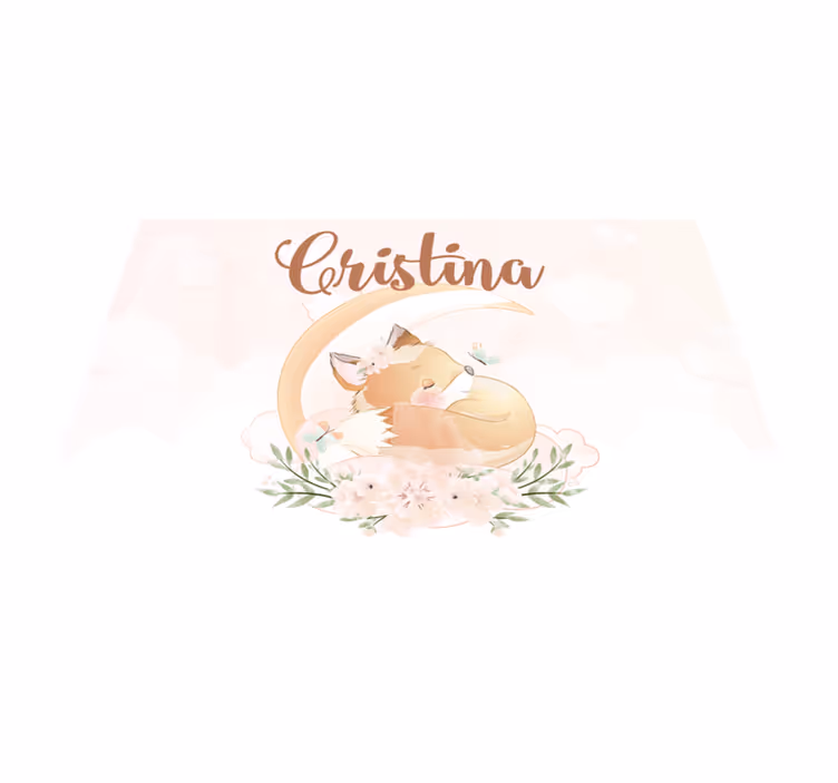 Set de table avec prénom illustration de renard mignon - TenStickers