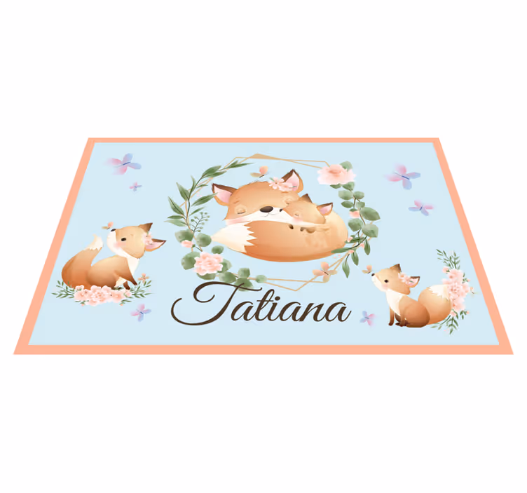 Set de table design enfant Animaux mignons renard avec nom - TenStickers