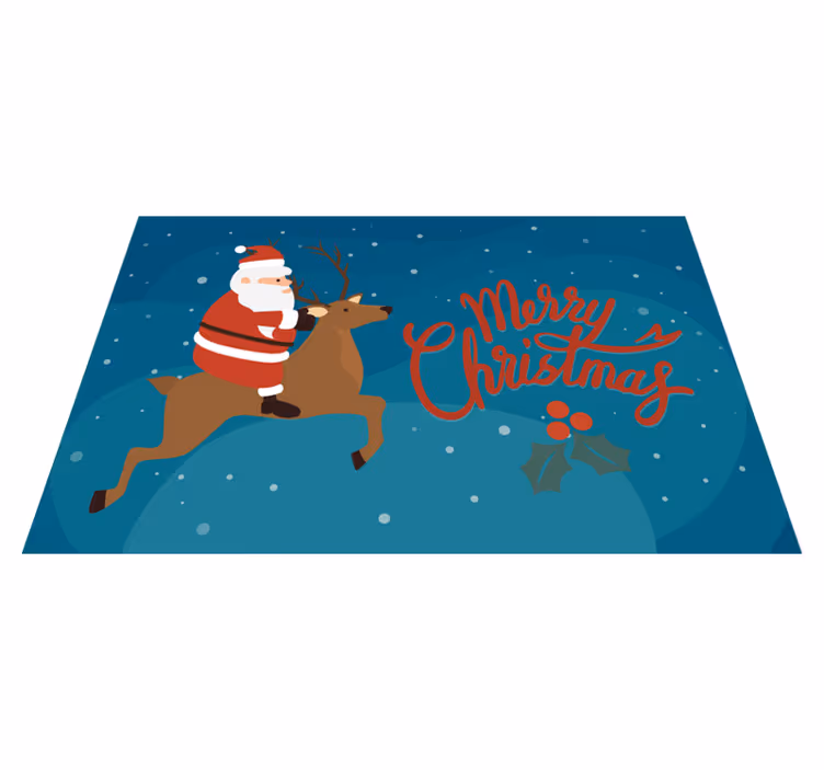 Set de table noël père noël sur renne - TenStickers