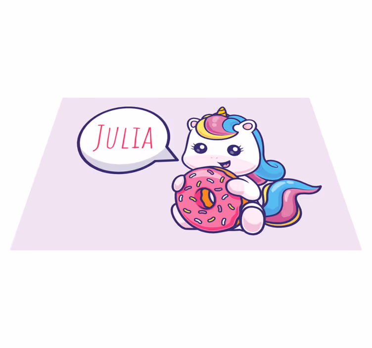 Set de table nom personnalisé licorne beignet - TenStickers