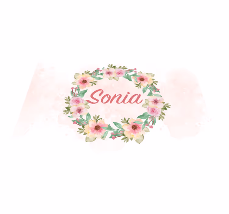 Set de table couronne de fleurs aquarelle avec prénom - TenStickers