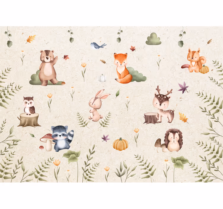 Tapisserie pour chambre bébé animaux de conte de fées - TenStickers