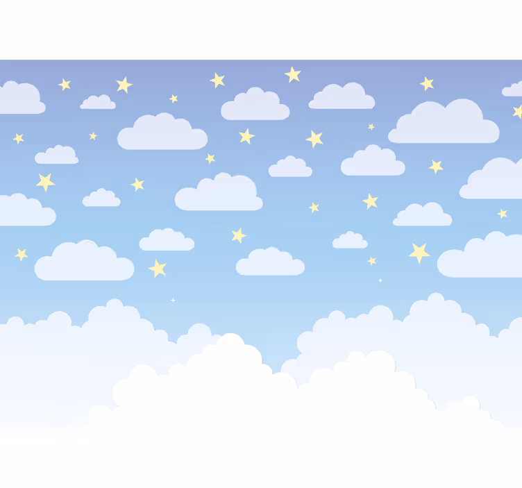 Tapisserie murale chambre bébé nuages et étoiles - TenStickers