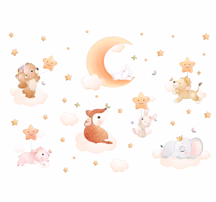 Tapisserie murale chambre doux rêves avec animaux - TenStickers