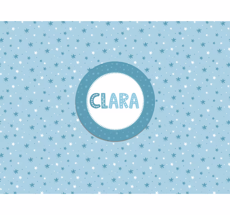 Tapisserie murale chambre bébé motif étoiles avec nom bleu - TenStickers