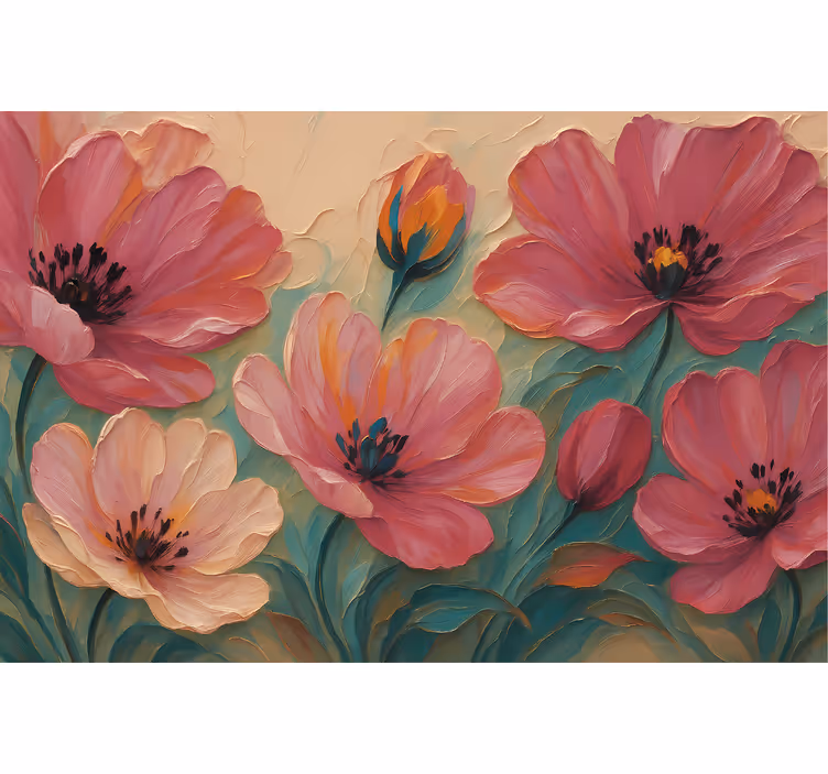 Tapisserie salle de bain art floral peint - TenStickers
