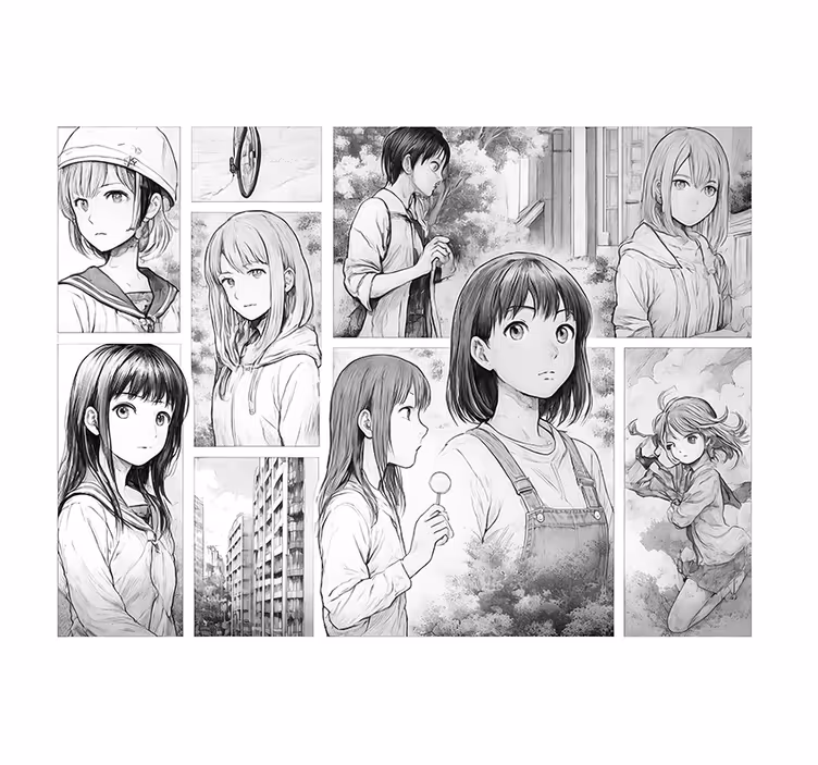 Tapisserie chambre ado mangas en noir et blanc - TenStickers