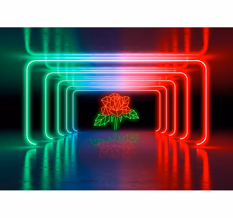 Tapisserie 3d silhouette de rose néon - TenStickers