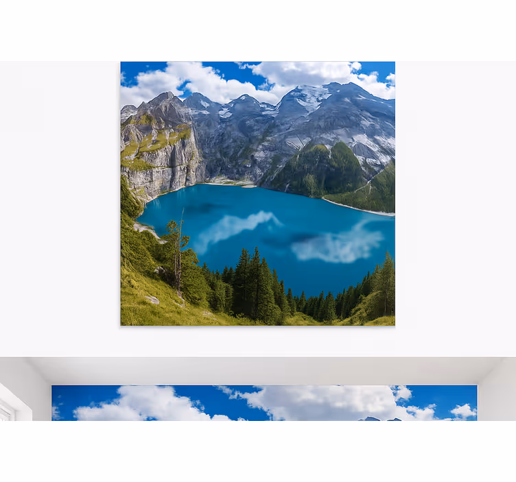 Tapisserie montagne montagnes au coucher du soleil doré - TenStickers