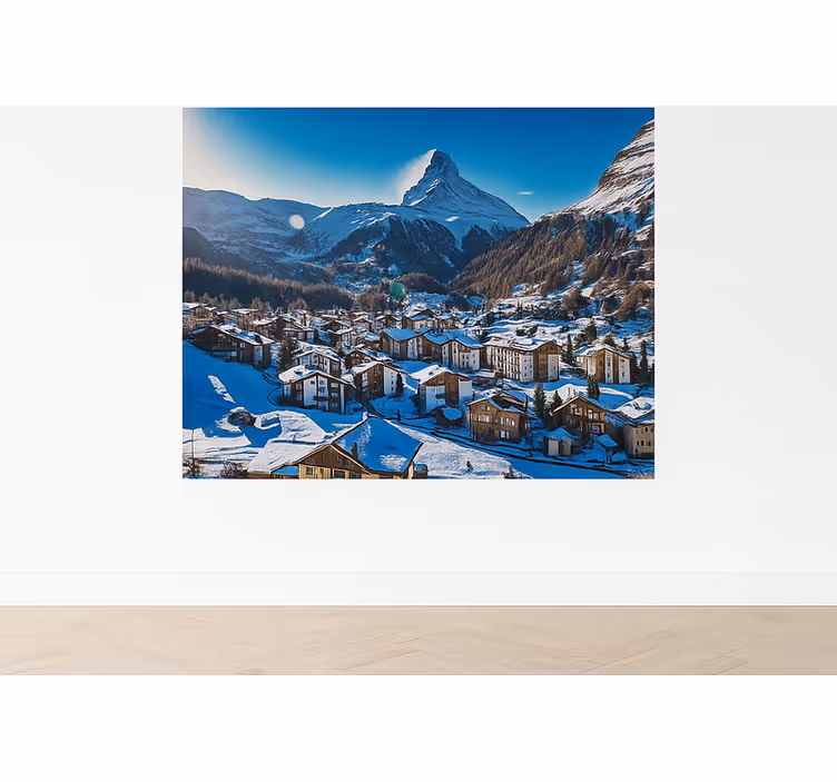 Tapisserie montagne lac d'oeschinen, suisse - TenStickers