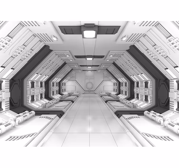 Tapisserie 3d intérieur de couloir futuriste - TenStickers