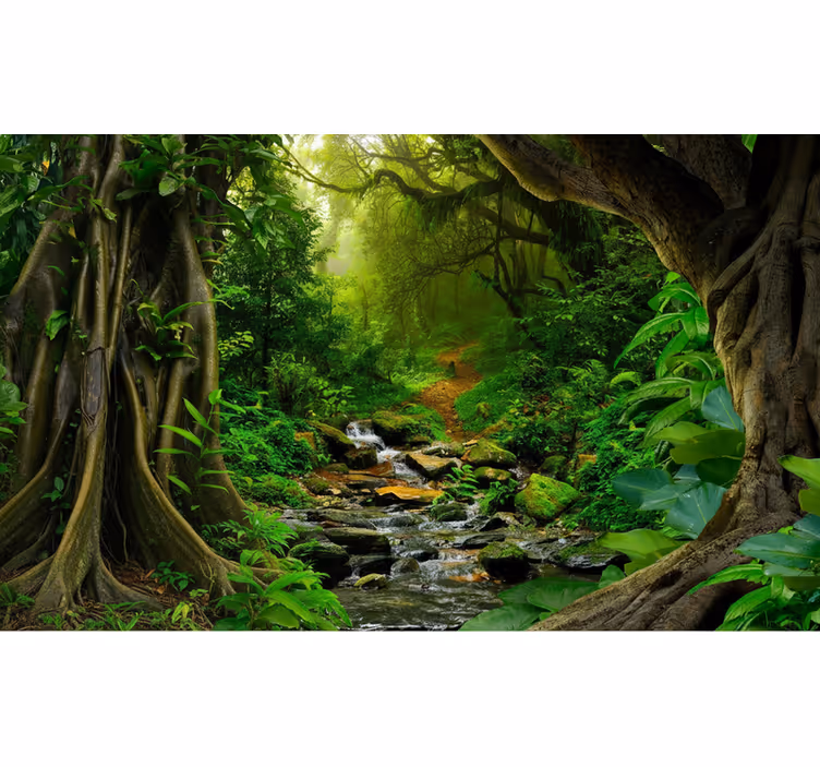 Papier peint forêt oasis de forêt tropicale - TenStickers