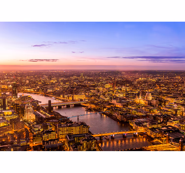 Tapisserie salon scène aérienne du crépuscule de londres - TenStickers