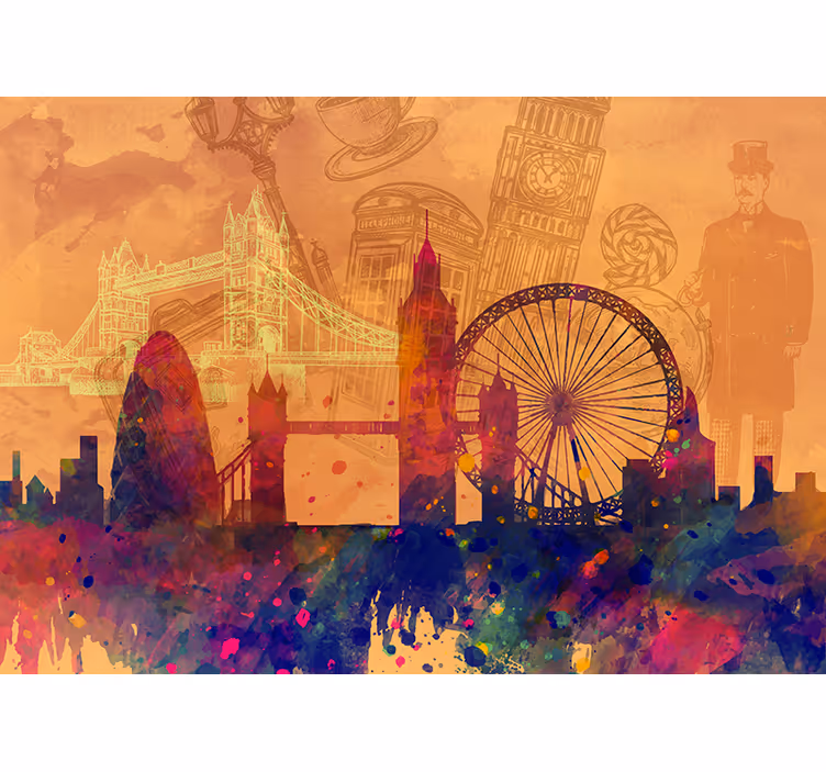 Tapisserie villes et pays silhouette d'horizon historique - TenStickers