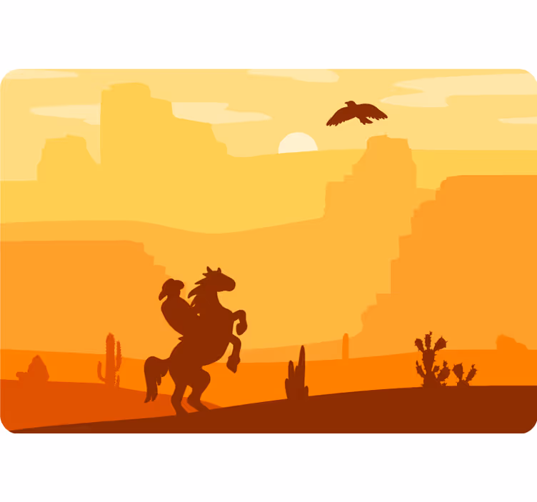 Tapisserie désert paysage de cowboy - TenStickers