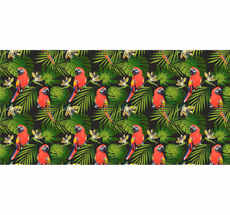 Tapisserie jungle perroquets colorés sur fond gris - TenStickers