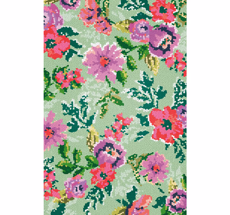 Tapisserie salle de bain mosaïque fleurs diverses - TenStickers
