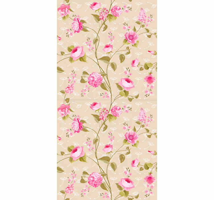 Tapisserie salle de bain imprimé floral vintage - TenStickers