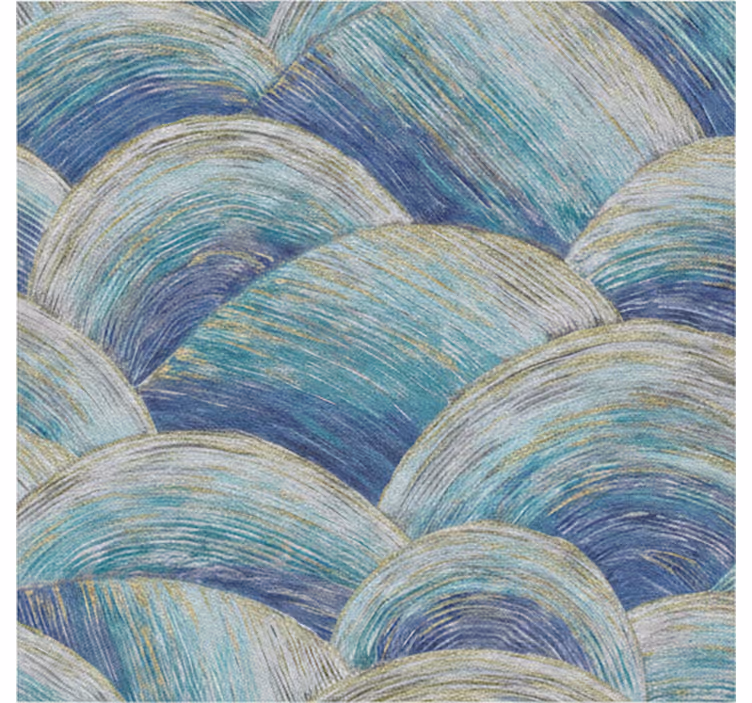 Tapisserie salle de bain formes bleues et dorées - TenStickers