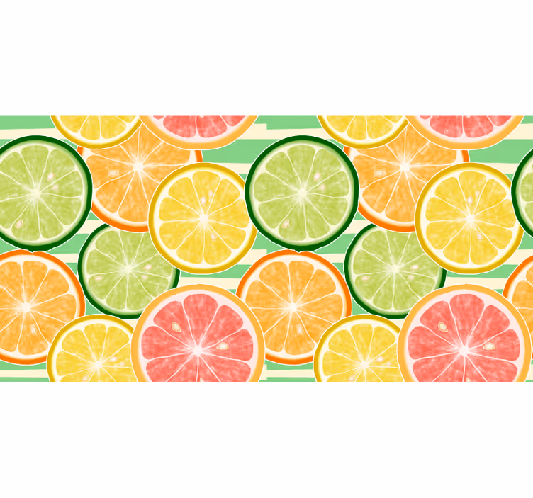 Tapisserie cuisine motif fruits citrus - TenStickers