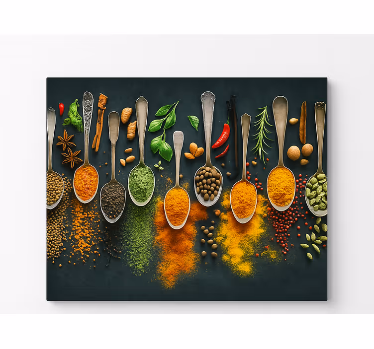 Tapisserie cuisine épices sur cuillères - TenStickers