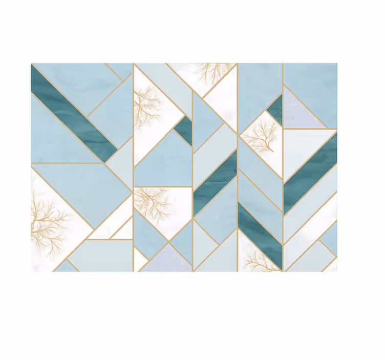 Tapisserie cuisine motif géométrique aqua - TenStickers
