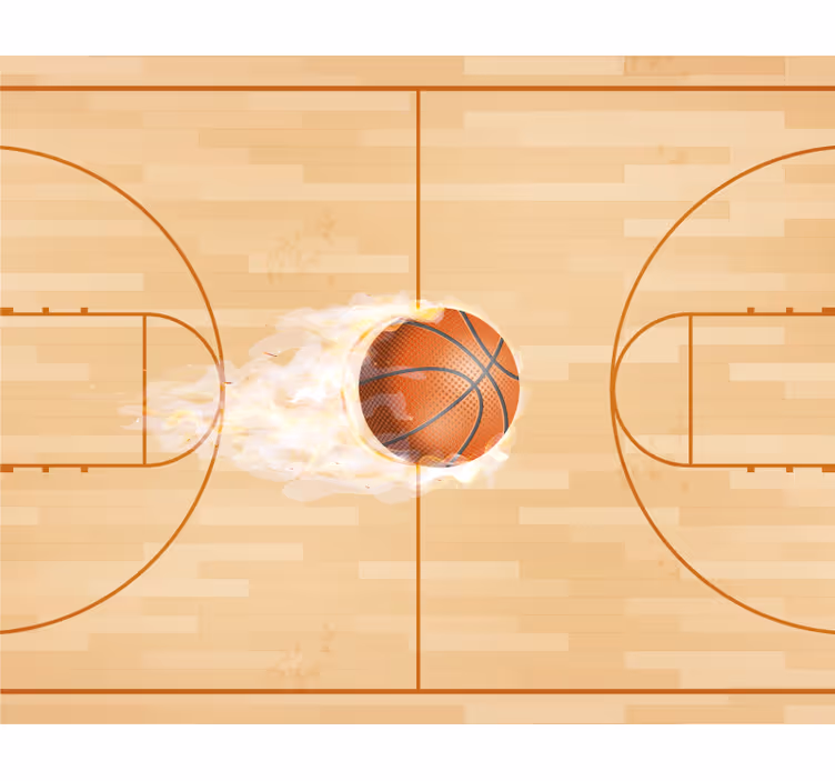 Tapisserie beige terrain de basket - TenStickers