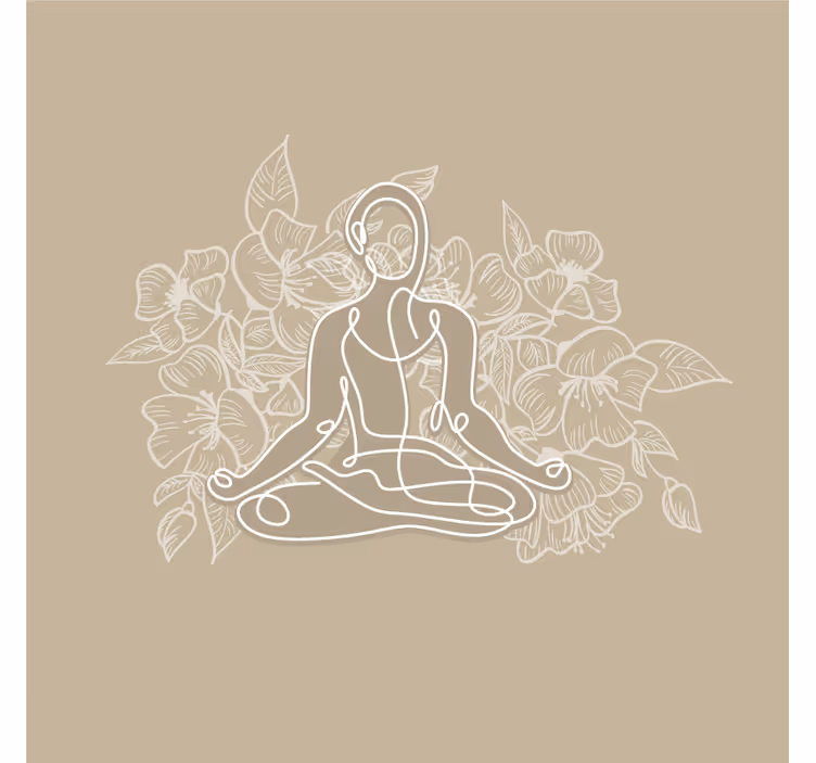 Tapisserie beige tapis de yoga femme méditante - TenStickers