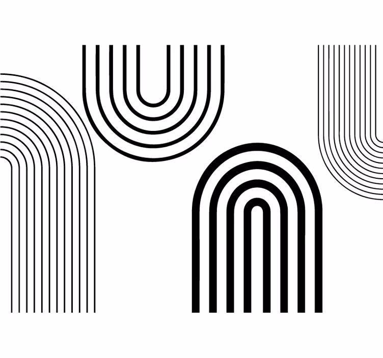 Tapisserie blanc arcs noirs minimalistes fins - TenStickers