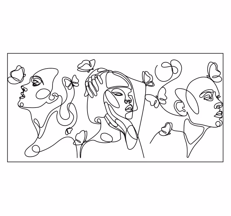 Tapisserie blanc silhouette de trois femmes vinylrugs 3 - TenStickers