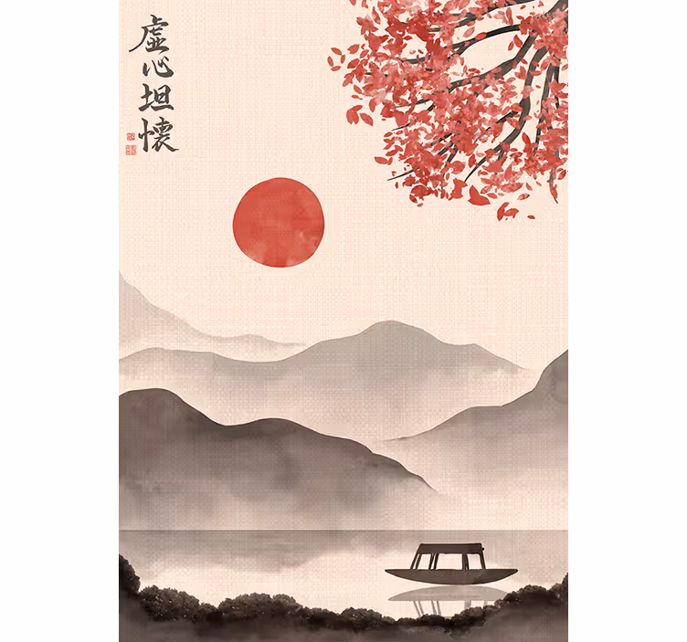 Tapisserie beige style japandi - TenStickers