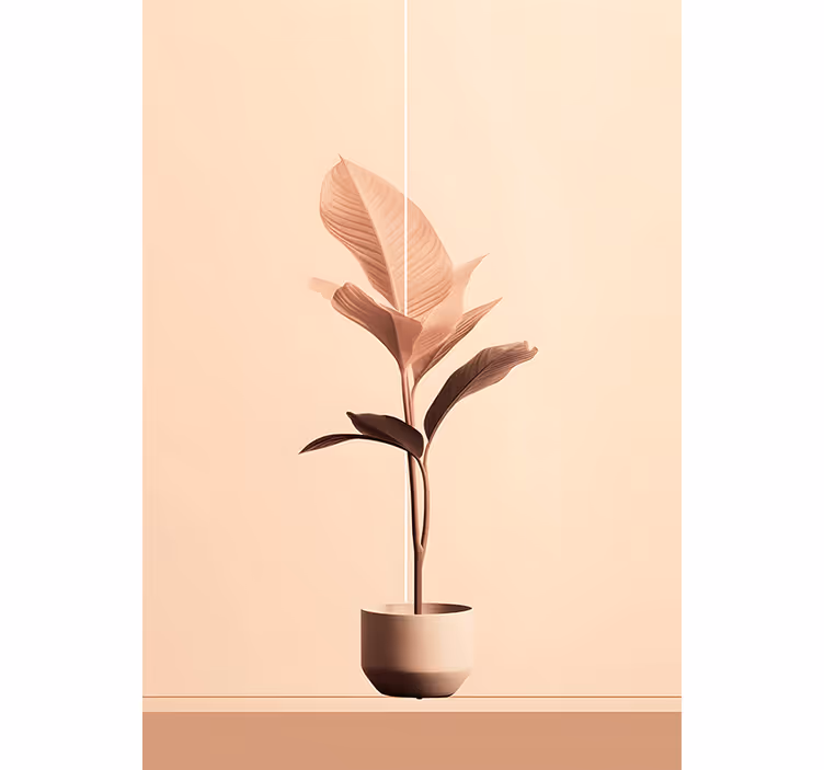 Tapisserie beige plante verticale aux couleurs beiges - TenStickers