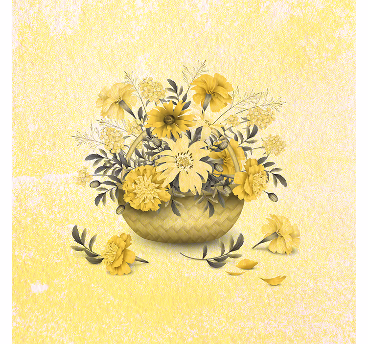 Tapisserie jaune fleurs jolies - TenStickers