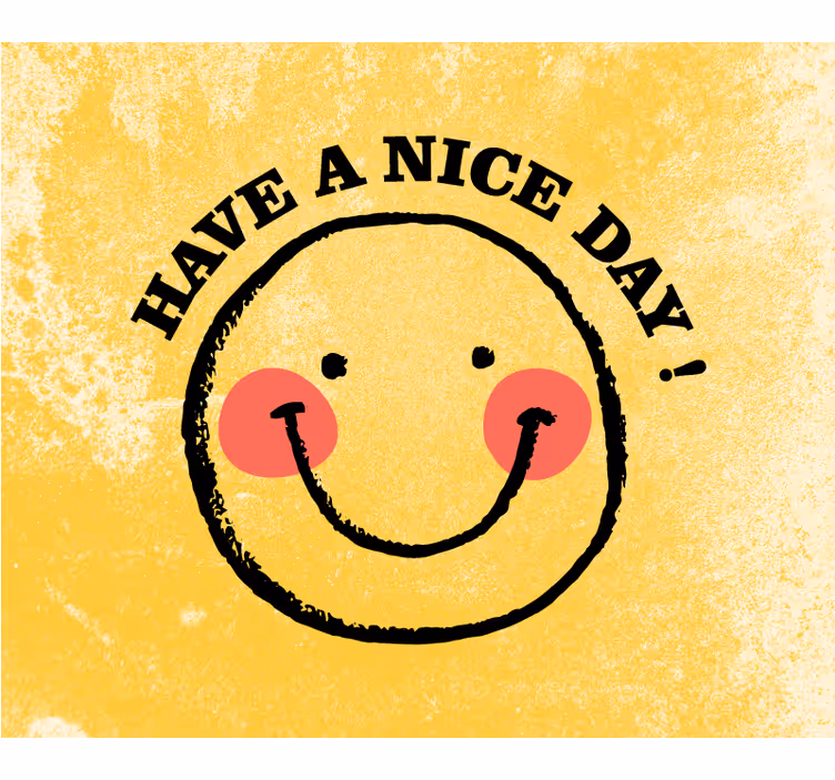 Tapisserie jaune design sourire bonne journée - TenStickers