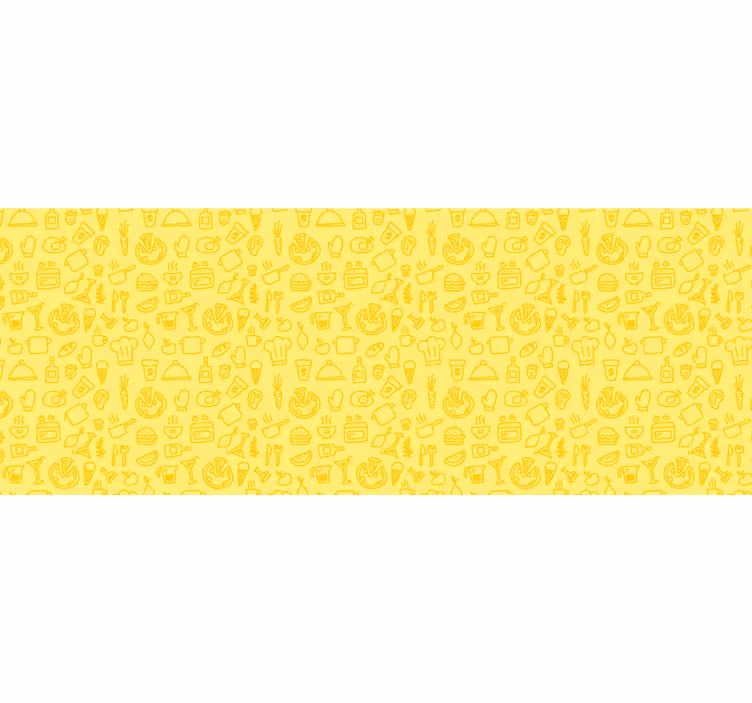 Tapisserie jaune motif miniature cuisine - TenStickers