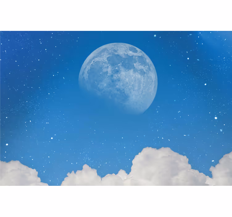 Tapisserie bleu vue de la petite lune - TenStickers