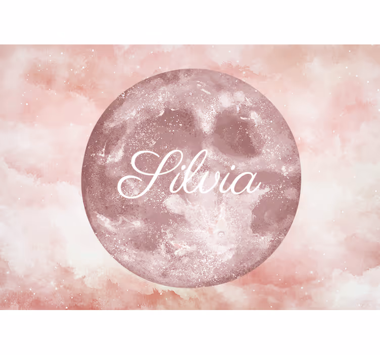 Tapisserie rose lune avec nom - TenStickers