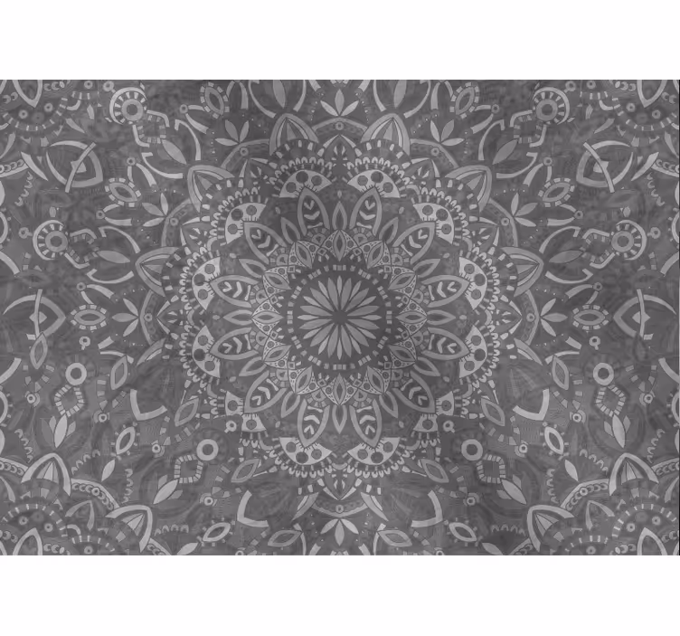 Tapisserie gris motif mandala complexe - TenStickers