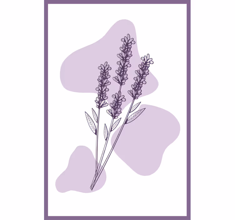 Tapisserie violet plante de lavande dessinée - TenStickers