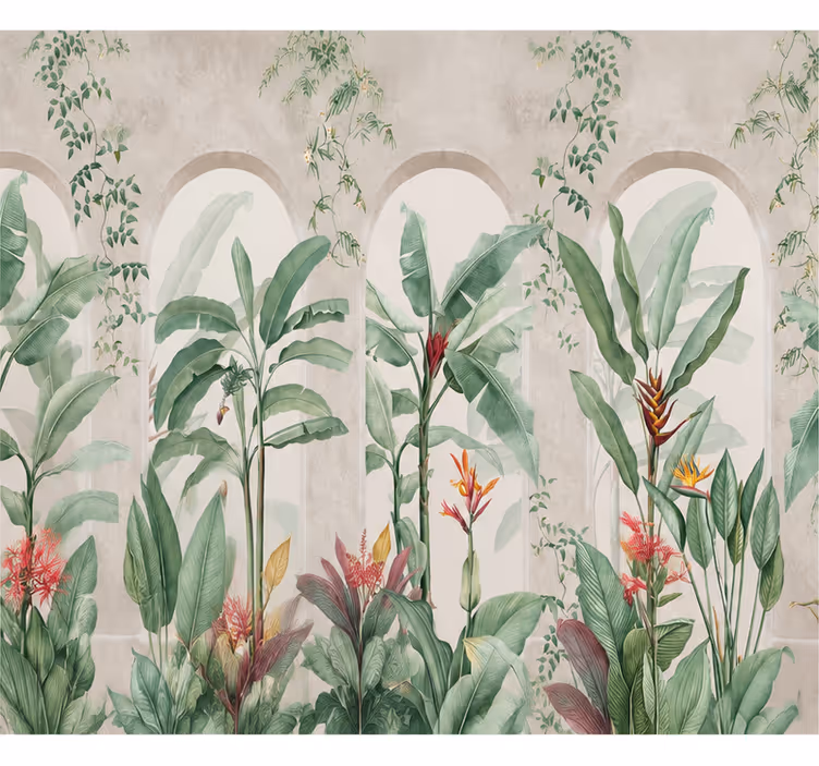 Papier peint nature graphique palmiers naturels - TenStickers