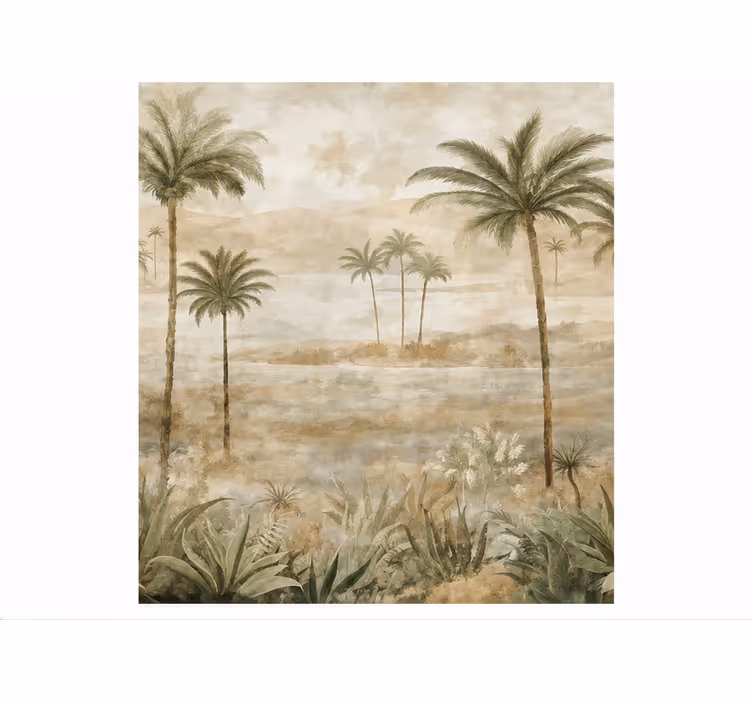 Papier peint nature vallée avec palmiers - TenStickers
