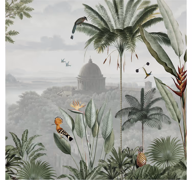 Papier peint nature vue sur temple tropical - TenStickers