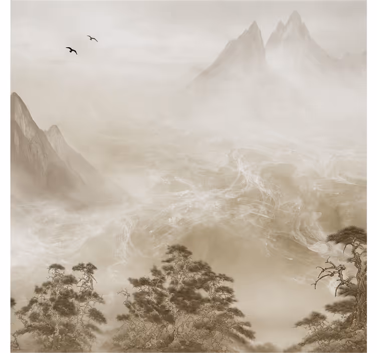 Papier peint nature paysage de montagnes apaisant - TenStickers