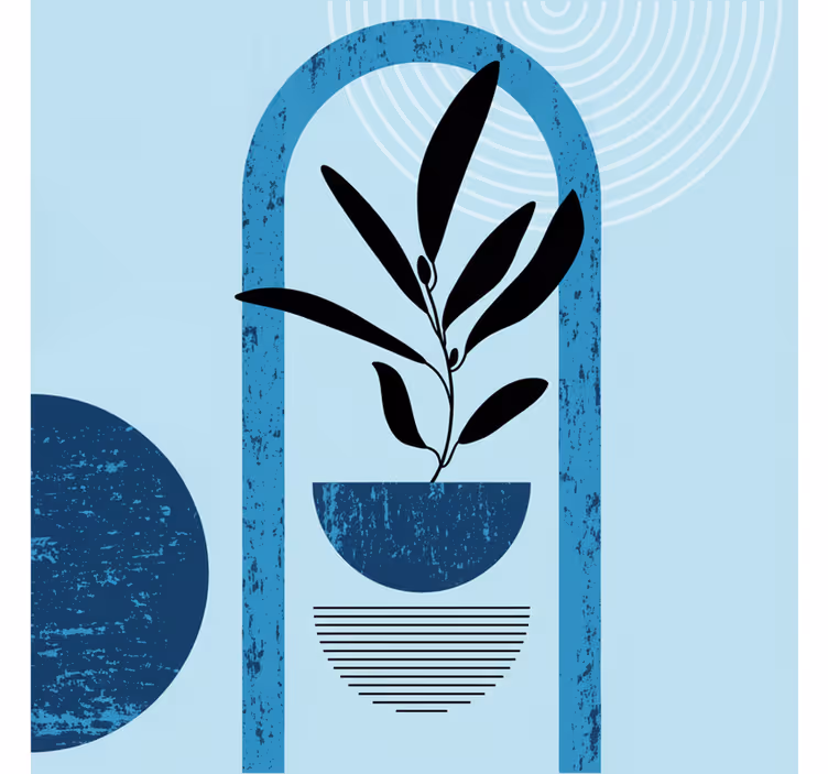 Tapisserie bleu formes abstraites en style minimal tendance - TenStickers